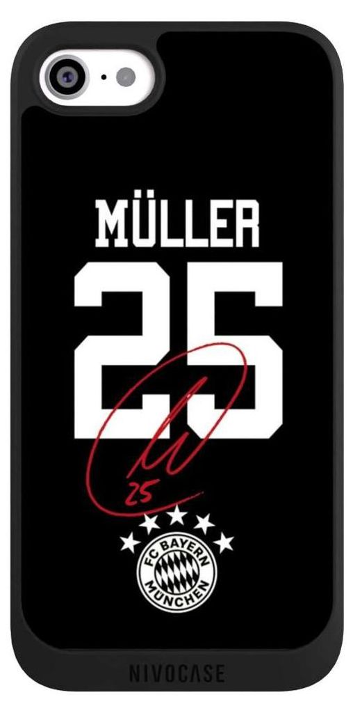 NIVOCASE Handyhülle für Apple iPhone SE (2022) Hülle NIVOpure Case Schwarz FC Bayern München FCB Thomas Müller