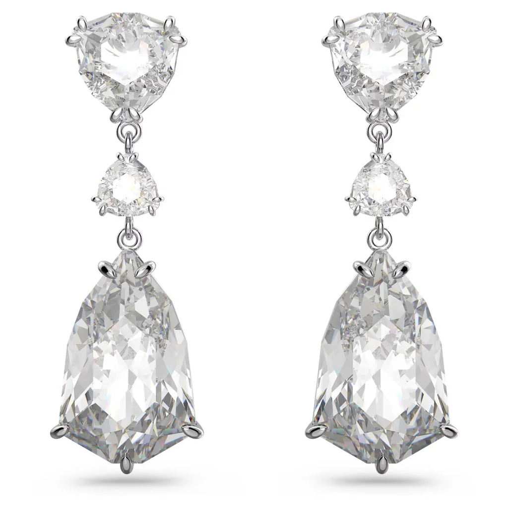 Boucles d'oreilles pendantes Mesmera Swarovski en cristal blanc rhodié