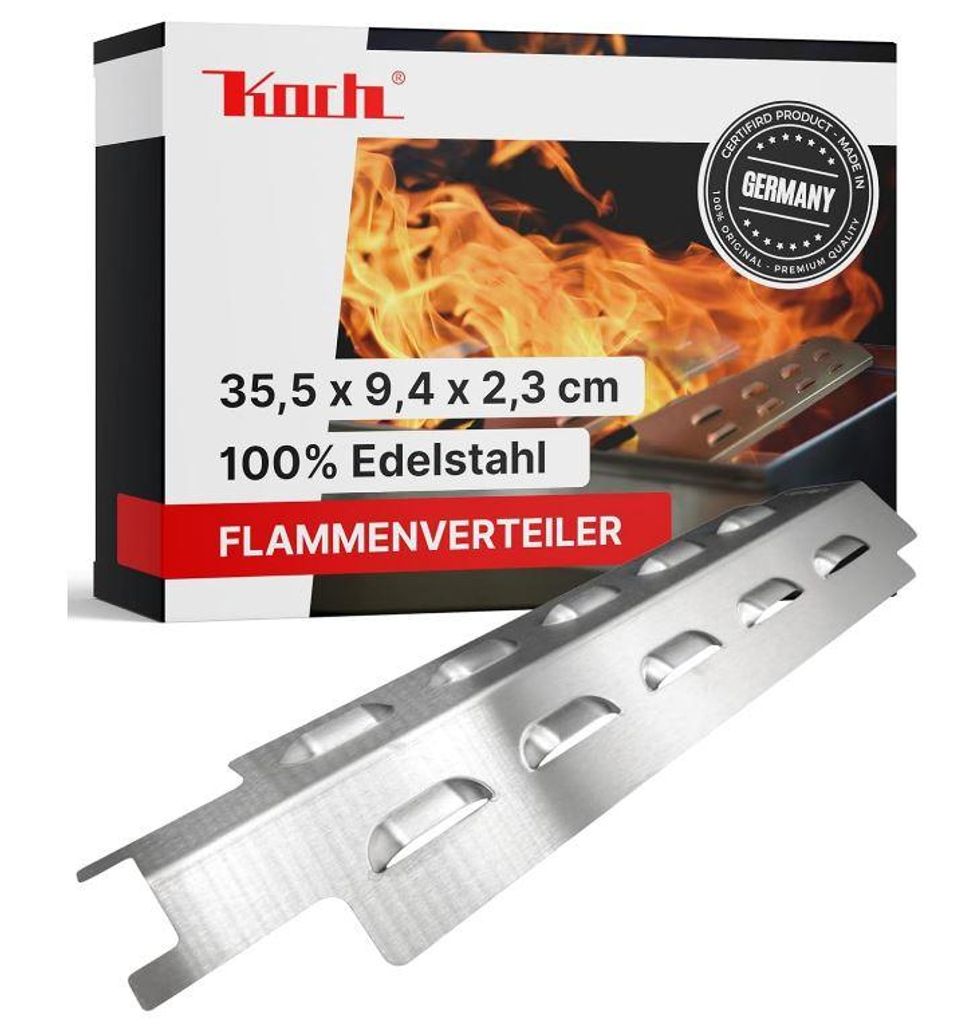 KOCH #78 Premium Flammenverteiler 35,5 x 9,4 cm passend Daytona EL Fuego - Massiver Edelstahl