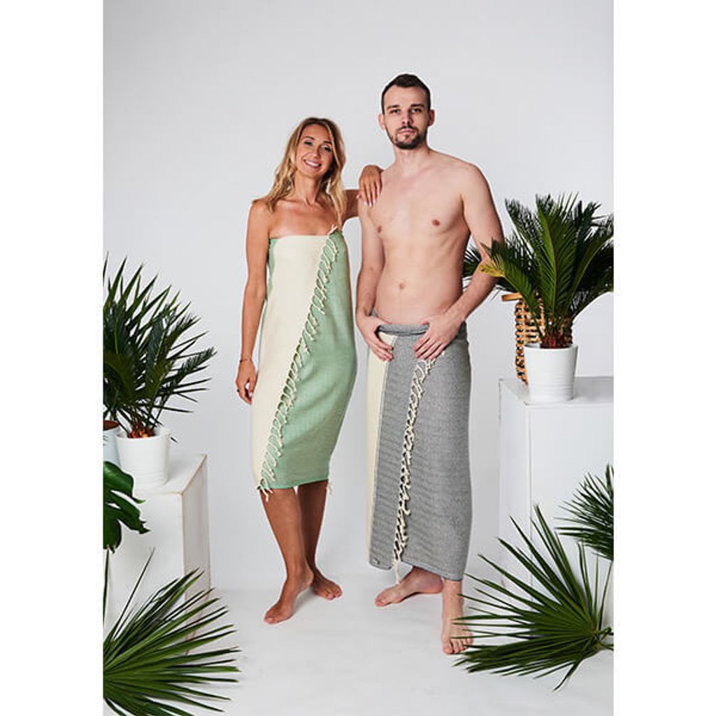 Ręcznik hammam WAVY 100% naturalna bawełna YEYE Jasno szary Zdjęcie produktu 