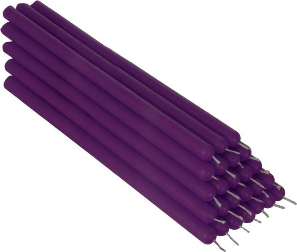 25x Violett Bienenwachs 21cm Tafelkerzen Ritualkerze Osterkerzen Farbig 36336