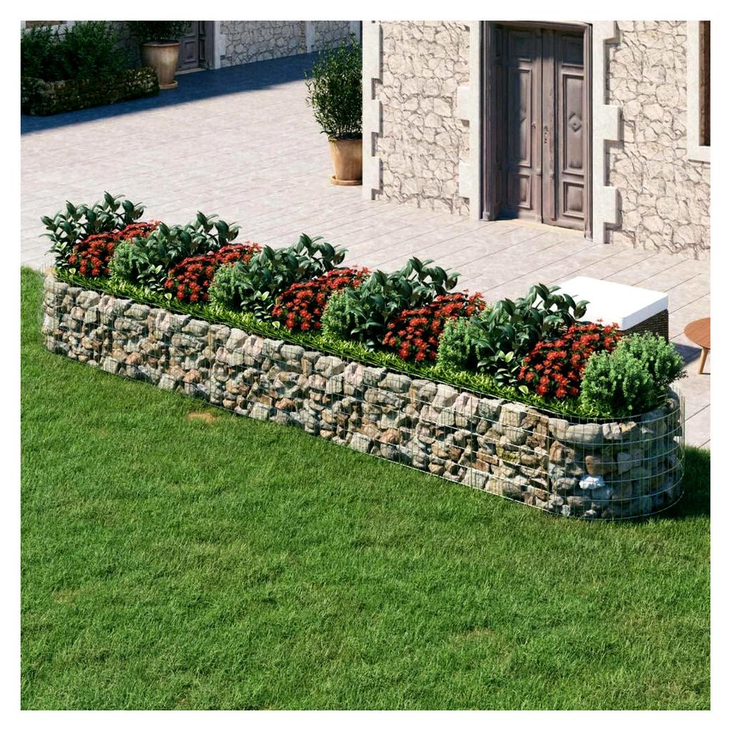 Gabion Hochbeet aus verzinktem Eisen, 500 x 100 x 50 cm