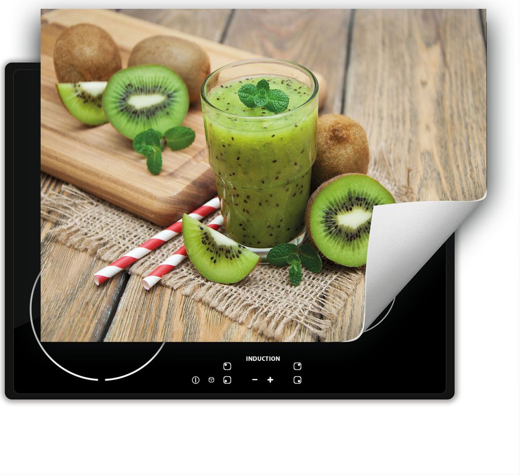 DarHaus Herdabdeckplatte 80x52 cm Anti Rutsch Matte Aufrollbar, Kiwi - Holz