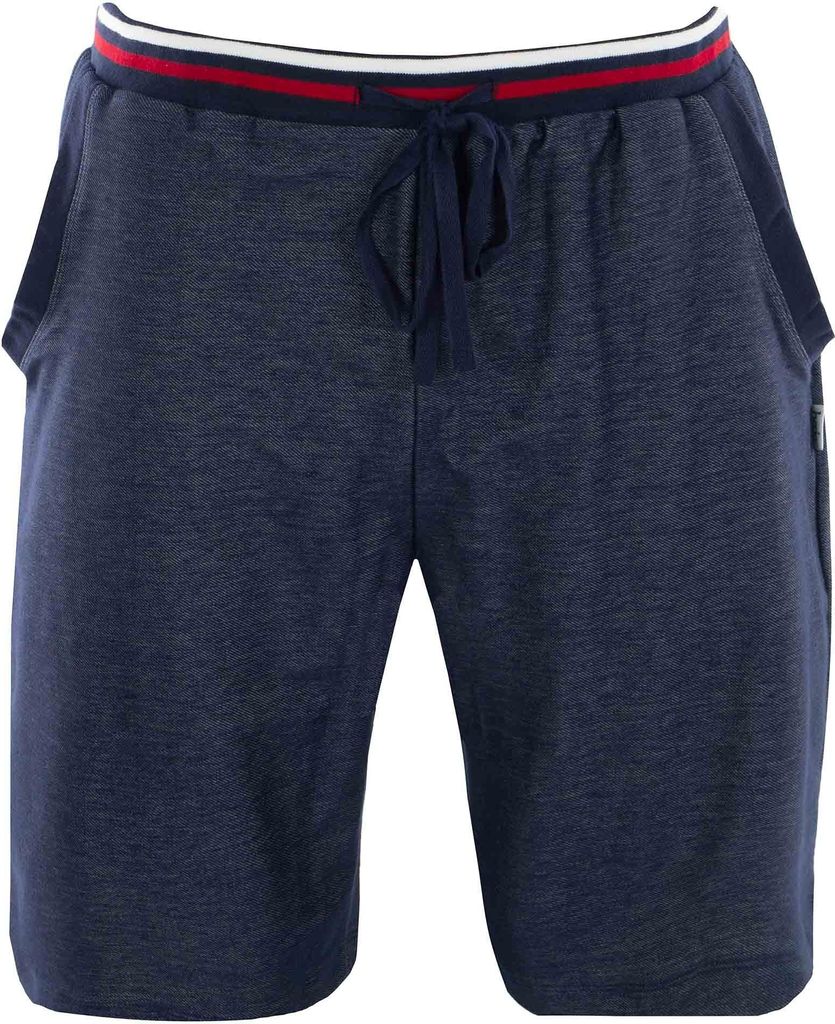 hajo Herren Sweatshorts - Stretch, Bermuda, Kontrastbund, Baumwolle merzerisiert Blau L