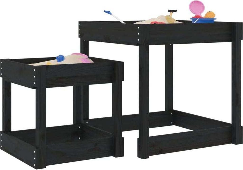 CLORIS Sand-Spieltische Spieltisch Kindertische 2 Stk. Schwarz Massivholz Kiefer - Kindertische LL0000257069