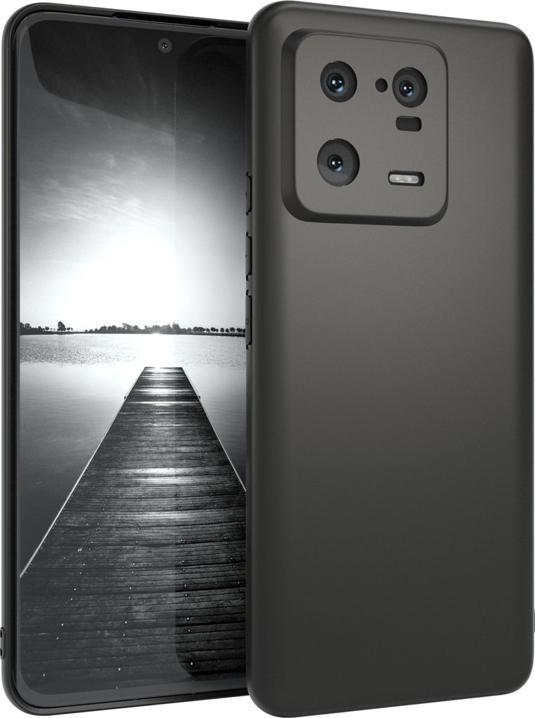 EAZY CASE Handyhülle Silikon für Xiaomi 13 Pro Solid Black hoher Rand für Bildschirm & Kamera, Flexibles Silikon, extra dünn und leicht
