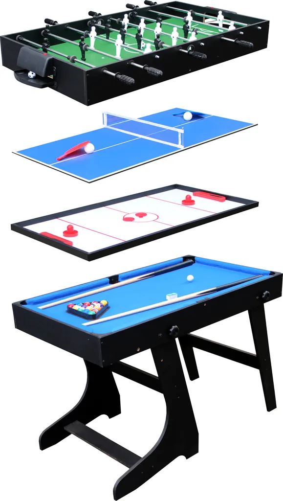 Table multi-jeux 4 en 1 convertible : structure robuste en bois MDF