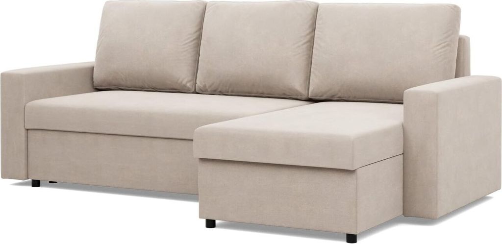 Ecksofa mit Schlaffunktion NEO, gerader Armlehne, Liegefläche: 200×140cm, Beige