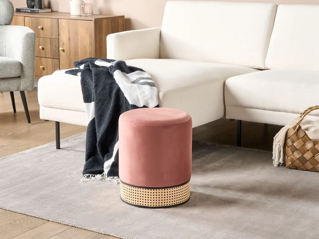 Chaise Rose Velours Confortable et Rotin pour Optimiser Petit Espace - 2