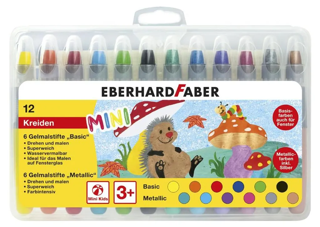 Crayon à gel Eberhard Faber 529112 Basic & Metallic étui de 12 pièces