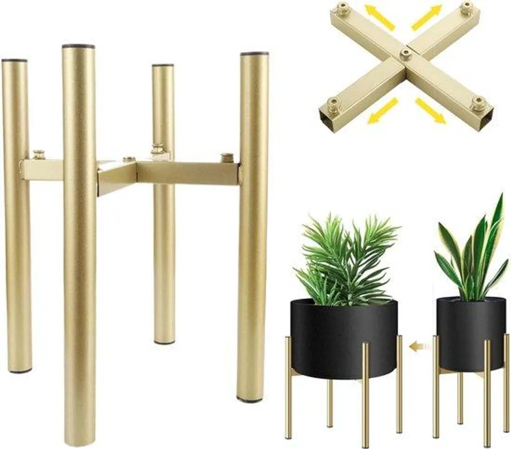 Support plante doré ajustable 20-30 cm - Socle métal robuste hauteur 30cm