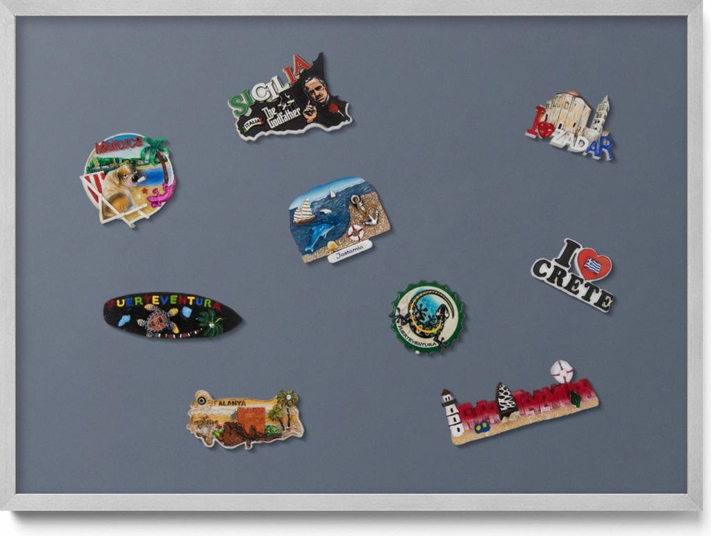Magnetische Tafel 70x50 cm – Silberner Rahmen – Kühlgrau – Magnetwand, Memoboard – Kinderzimmer, Büro
