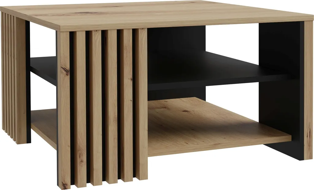 Table basse Cardigan stable et spacieuse chêne Artisan noir 80cm