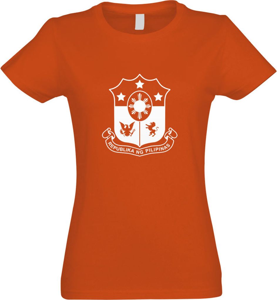 Kiwistar - T-Shirt tailliert - Damen - orange - Philippinen Wappen - mit Motiv Bedruckt - Funshirt Design - Sport - Freizeit - Damen - L