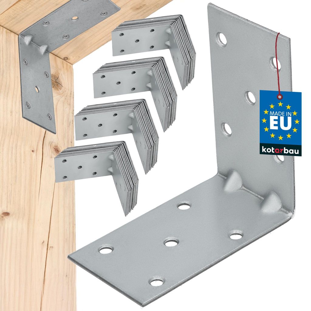 KOTARBAU 50er Set Winkelverbinder Regalwinkel 90x90x50mm Schwerlastwinkel Anschlagwinkel Verstärkter Metallwinkel Bauverbinder Verzinkter Stahl