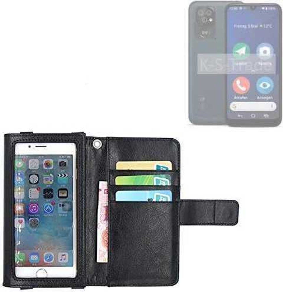 K-S-Trade Handy Hülle Schutz Hülle Kompatibel mit Doro 8200 Case mit Displayschutz / Schutzfolie Flip Cover Wallet case Etui Hülle schwarz
