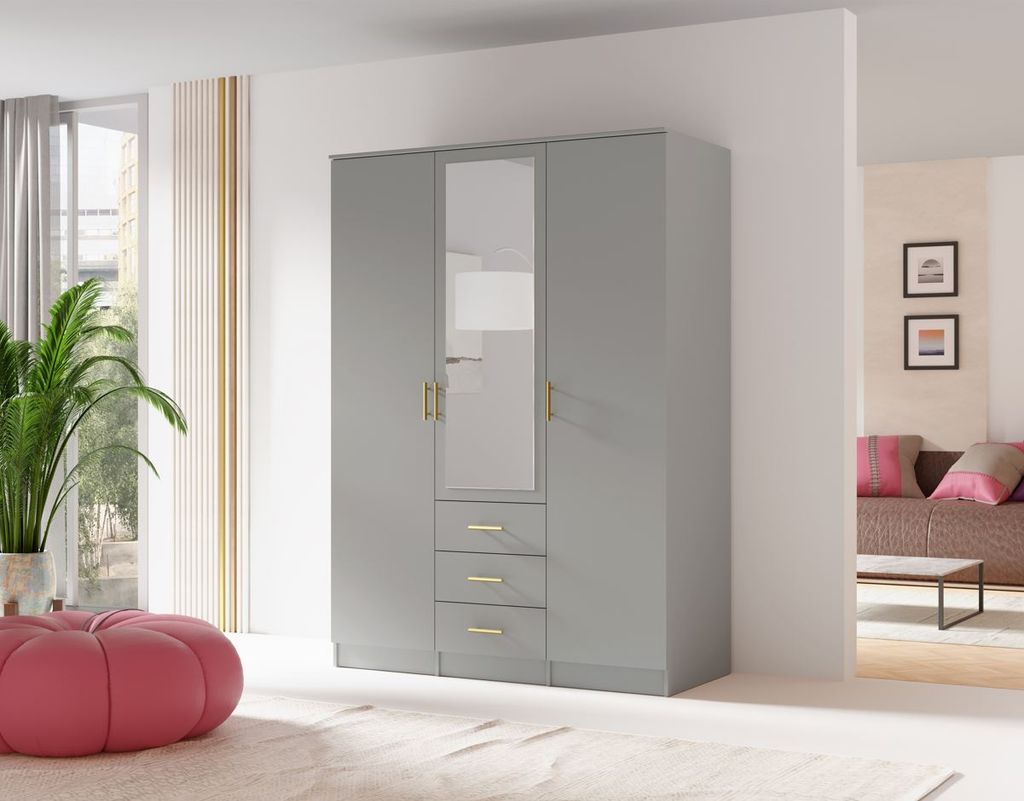 Kombinierter Kleiderschrank 150 cm HENDRUM - grau