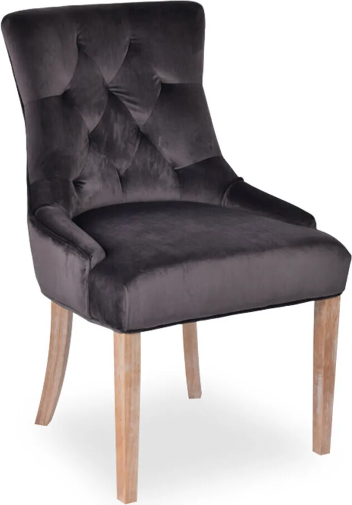 Chaise velours gris Stozy Skye : Confort ergonomique et assise moelleuse