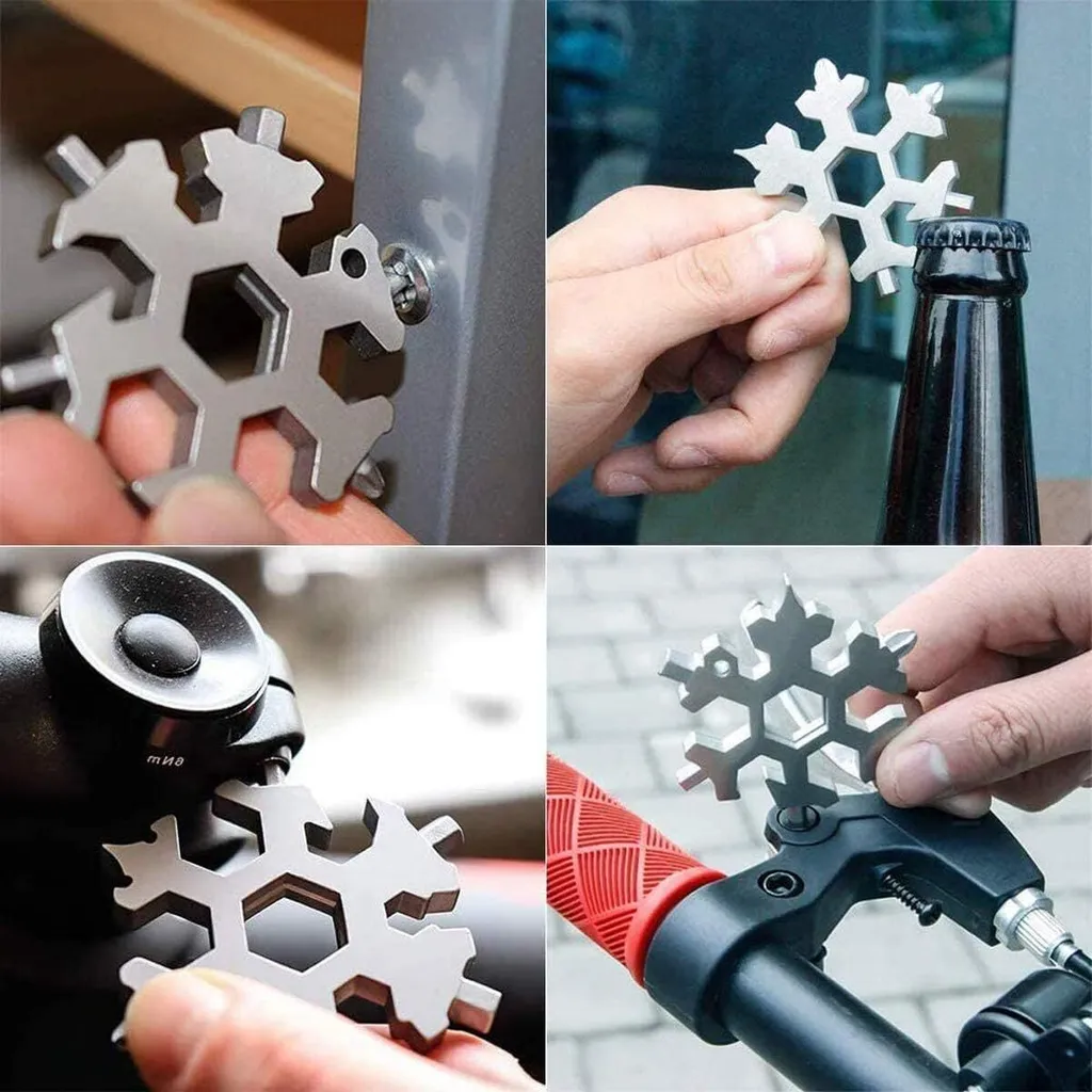 18-in-1 Utensile Multifunzione Fiocco di Neve Tool,2 oggetto Fiocco di Neve Multiuso Strumento,Fiocco di Neve Multiuso,Multi-tool Key,Strumento Fiocco di Neve Idee Regalo Natale