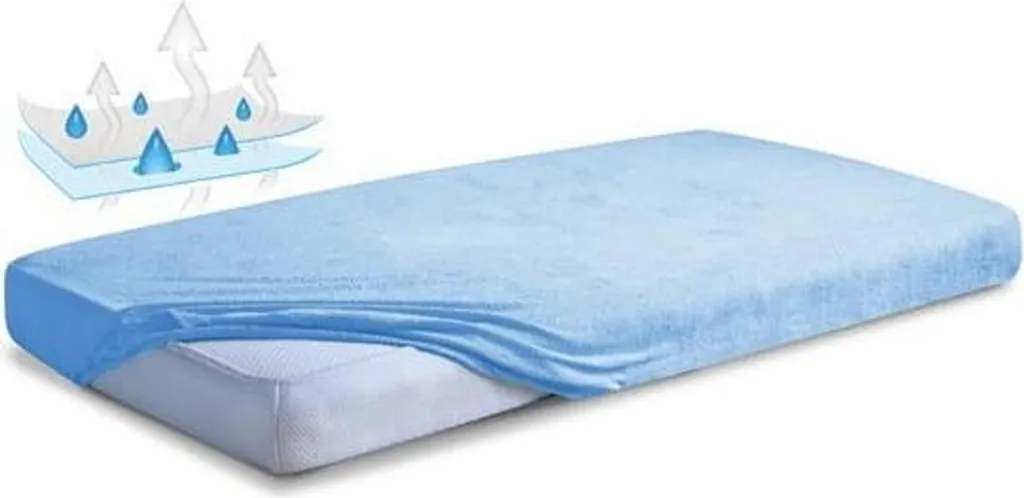 Protège-matelas imperméable 70x140 cm en éponge bleu pour lit enfant