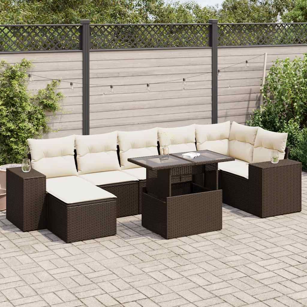 Maison Exclusive - 8-tlg. Garten-Sofagarnitur mit Kissen Braun Poly Rattan