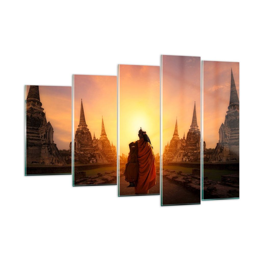 Bilder auf glas - Tempel Mönch - 150x100cm - Glasbilder - Wandbilder - Kunstdruck - zum Aufhängen bereit - Wanddekoration aus Glas - Glas Bilder ...