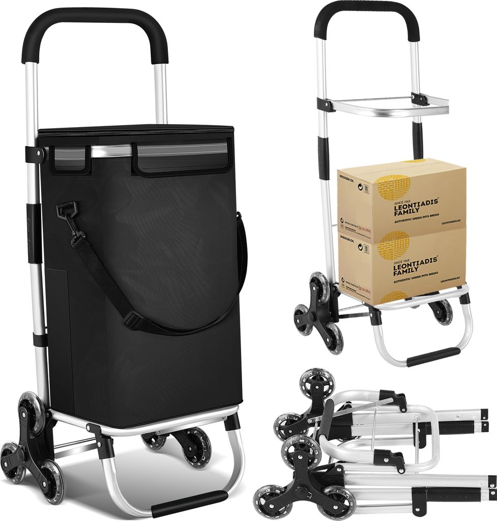 TolleTour Einkaufstrolley, 6 Räder, mit Kühlfach&Treppen steiger räder,Klappbarer Shopper