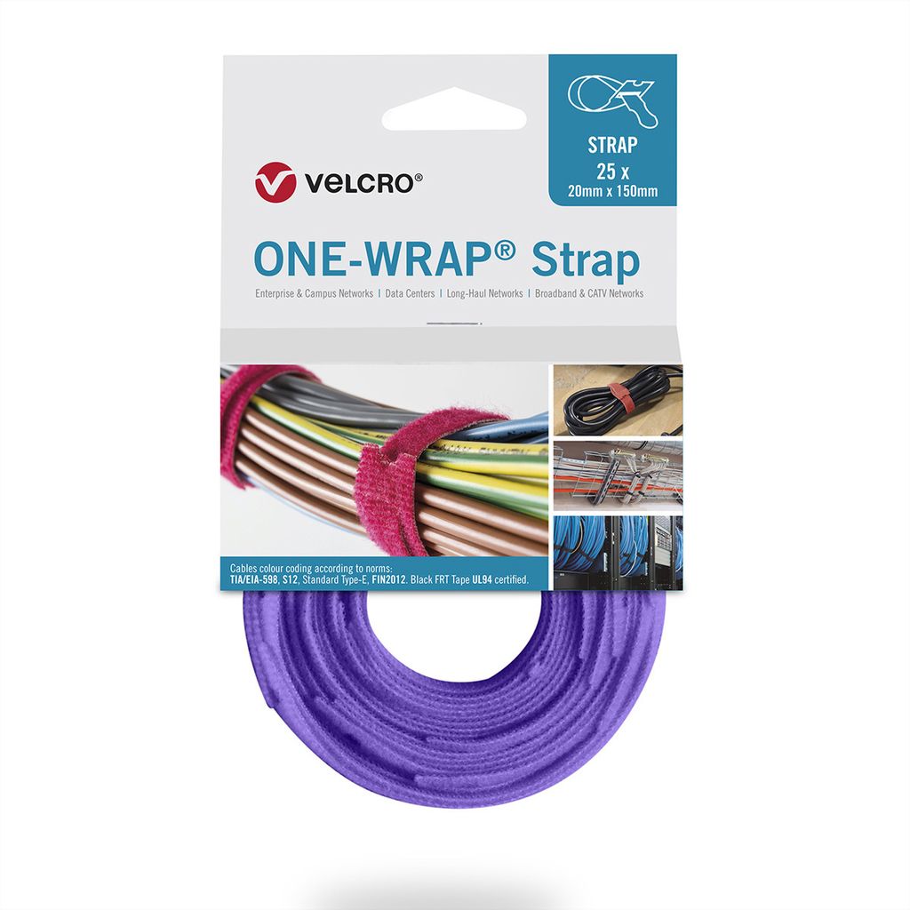 VELCRO One Wrap Strap 20mm x 330mm, 25 Stück, violett