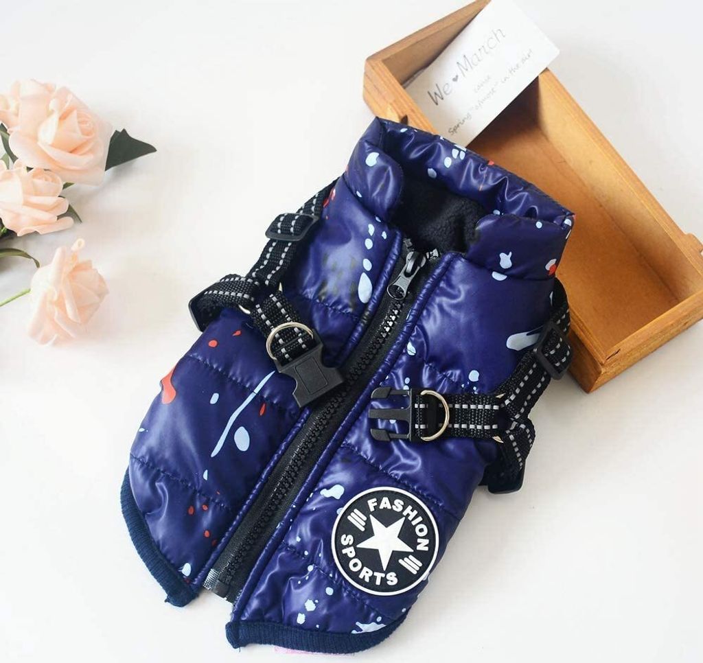 Warme Hundejacke, Hundeweste, Sicherheitsgurt, Wintermantel für Hunde (1 Set)