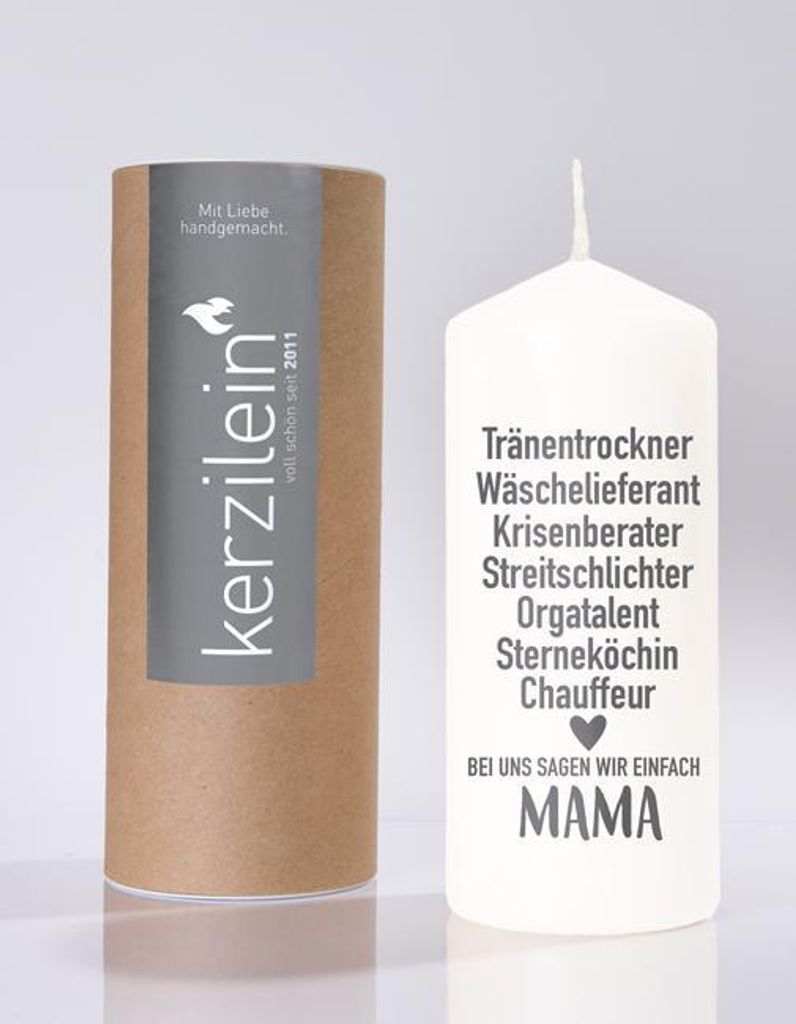 Flamme, weiß/anthrazit "MAMA TRÄNENTROCKNER"