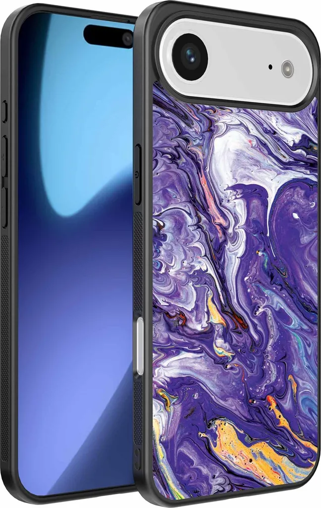 Custodia iPhone Air Marmo Viola e Oro - Cover TPU Design Lusso