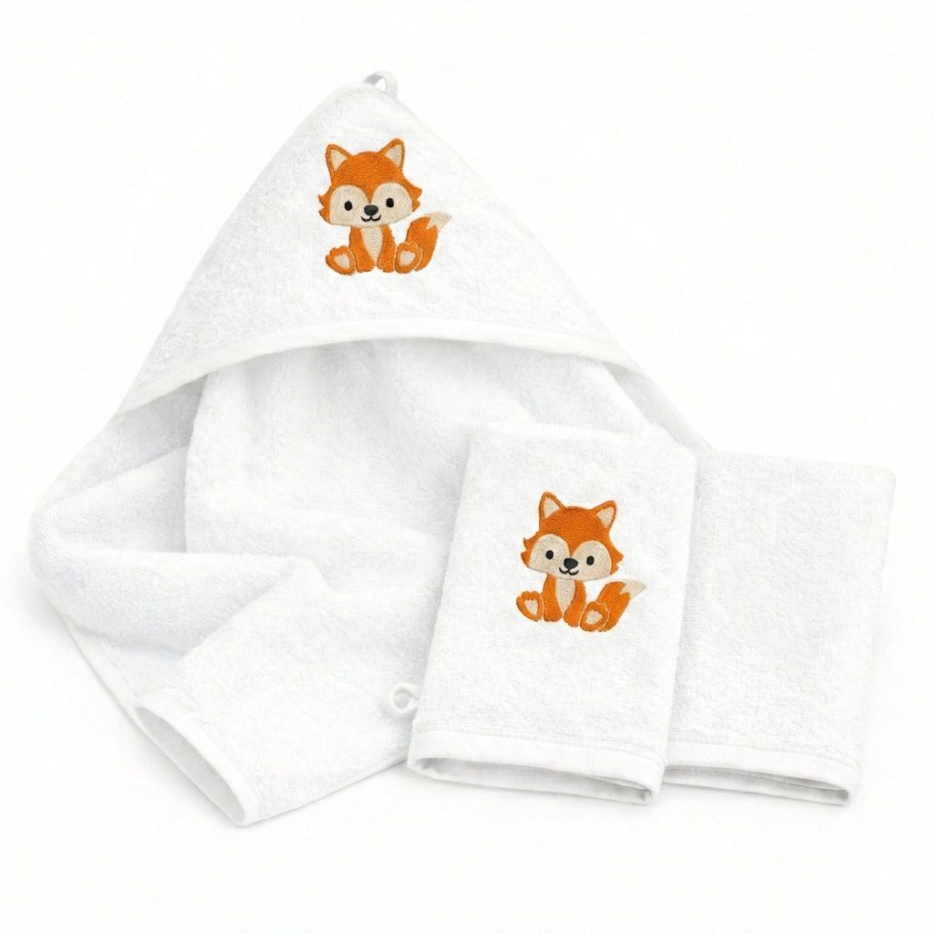 Baby Kapuzenhandtuch 80x80cm aus 100% Baumwolle - Weiches Babyhandtuch mit süßem Tiermotiv bestickt
