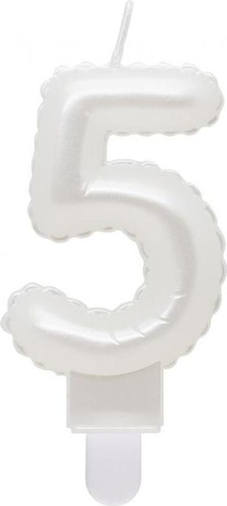 Bougie chiffre 5 FIVE Pearl WHITE 7 cm Image du produit 