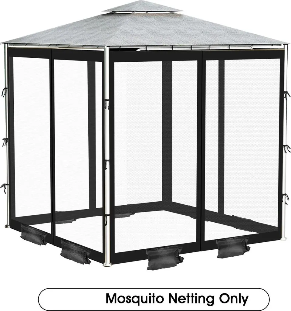 Protection anti-insectes pour pavillon de jardin - Moustiquaire 4m noir