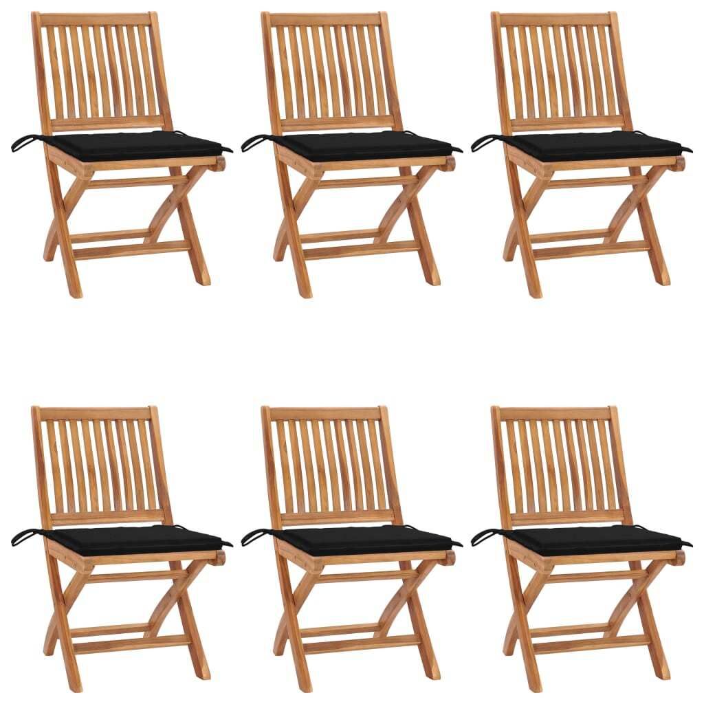 BEI CLORIS Klappbare Gartenstühle mit Kissen 6 Stk. Massivholz Teak 2024 Neu7765299