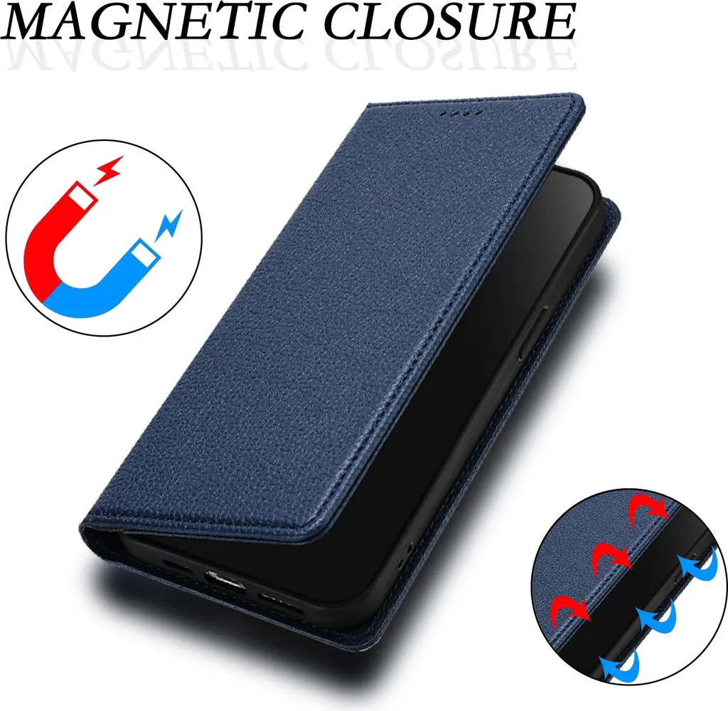 SEAHAI Cover Custodia Folio in Pelle per Motorola Edge 50 Fusion, Premium PU /TPU Portafoglio Case con Slot per Schede, Magnetica Adsorbimento Automatico Flip Cover - Blu