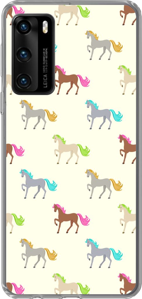 MuchoWow Handyhülle Schutzhülle Hülle für Telefoonhoesje Huawei P40 Mädchen - Pferde - Muster - Mädchen - Kinder - Kinder Silikon Softcase ...