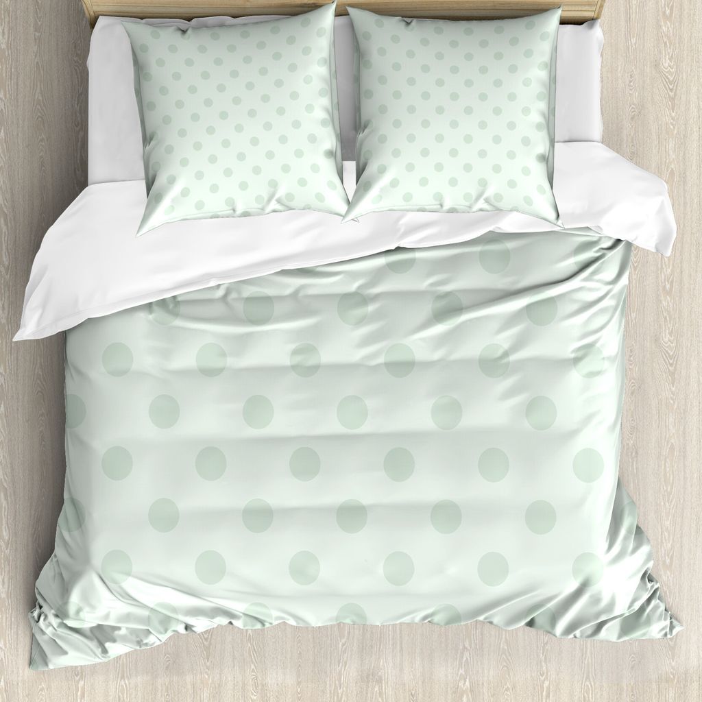 ABAKUHAUS Retro Bettbezugs Set Für Doppelbetten, Polka Dots klassisch niedlich, Milbensicher Allergiker geeignet mit Kissenbezügen, Mandelgrün