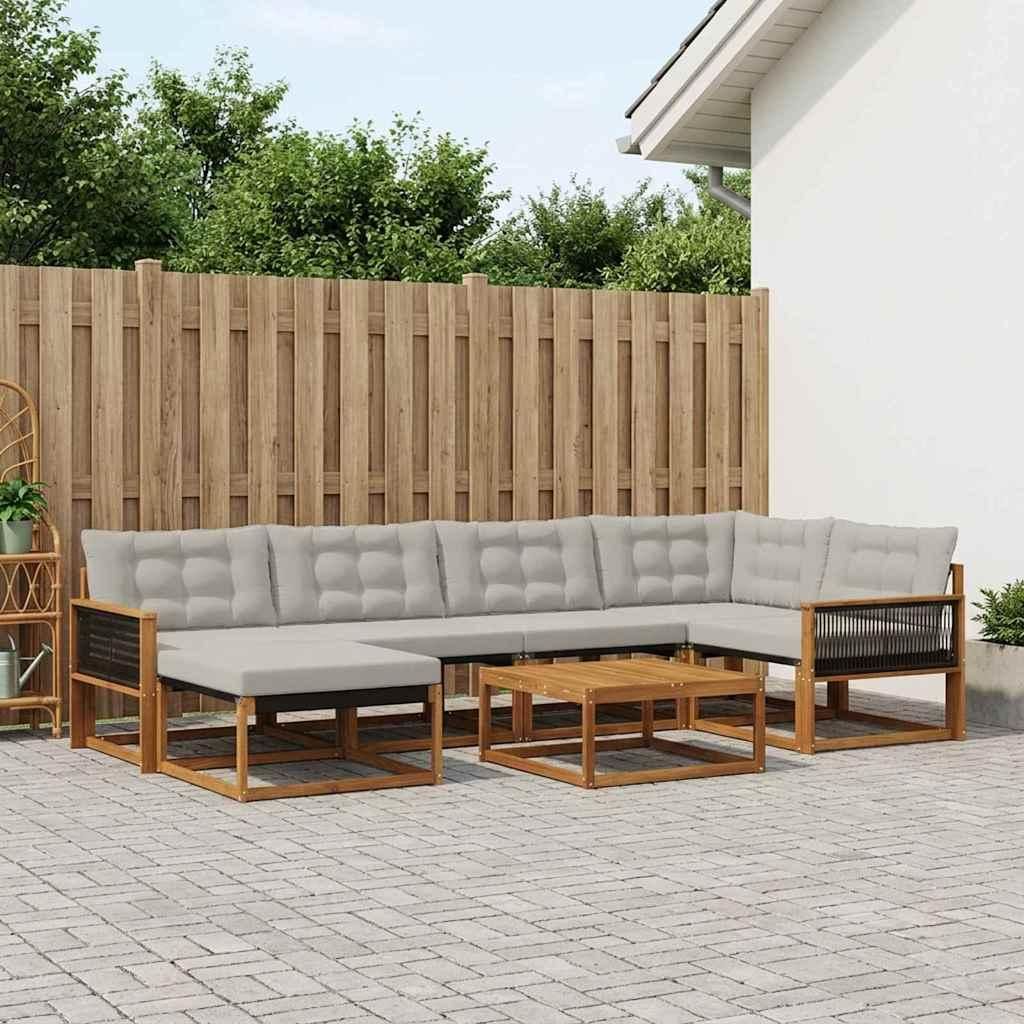 Möbel Outdoor-Sofagarnitur mit Kissen 7 pcs Natürlich und HellgrauGartensofas - Gartensofas c382