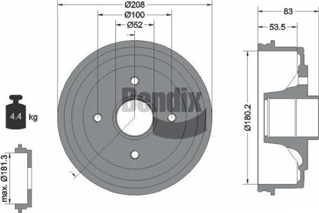 Tambour de Frein BENDIX BDM1022 OE 424719 pour Renault Clio et Twingo
