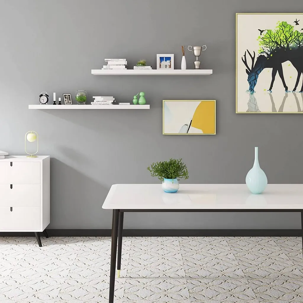 Ensemble d'étagères d'angle murales blanches pour décoration intérieure