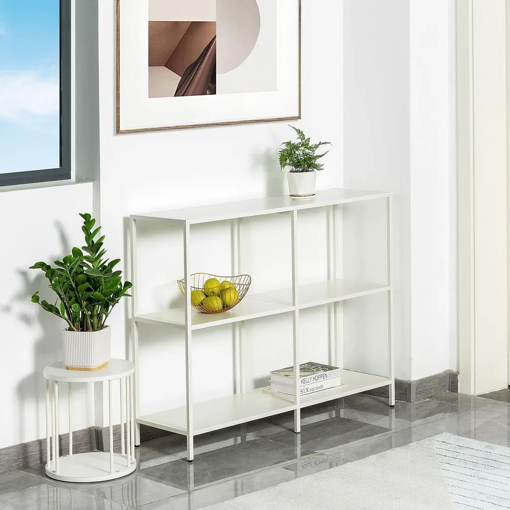 Console en métal blanc 100cm design minimaliste et structure robuste - 4