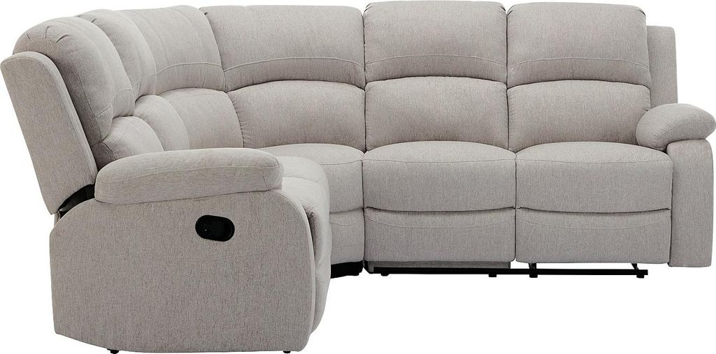 Ecksofa mit Relaxfunktion mit beigem Melange-Bezug - RIETI