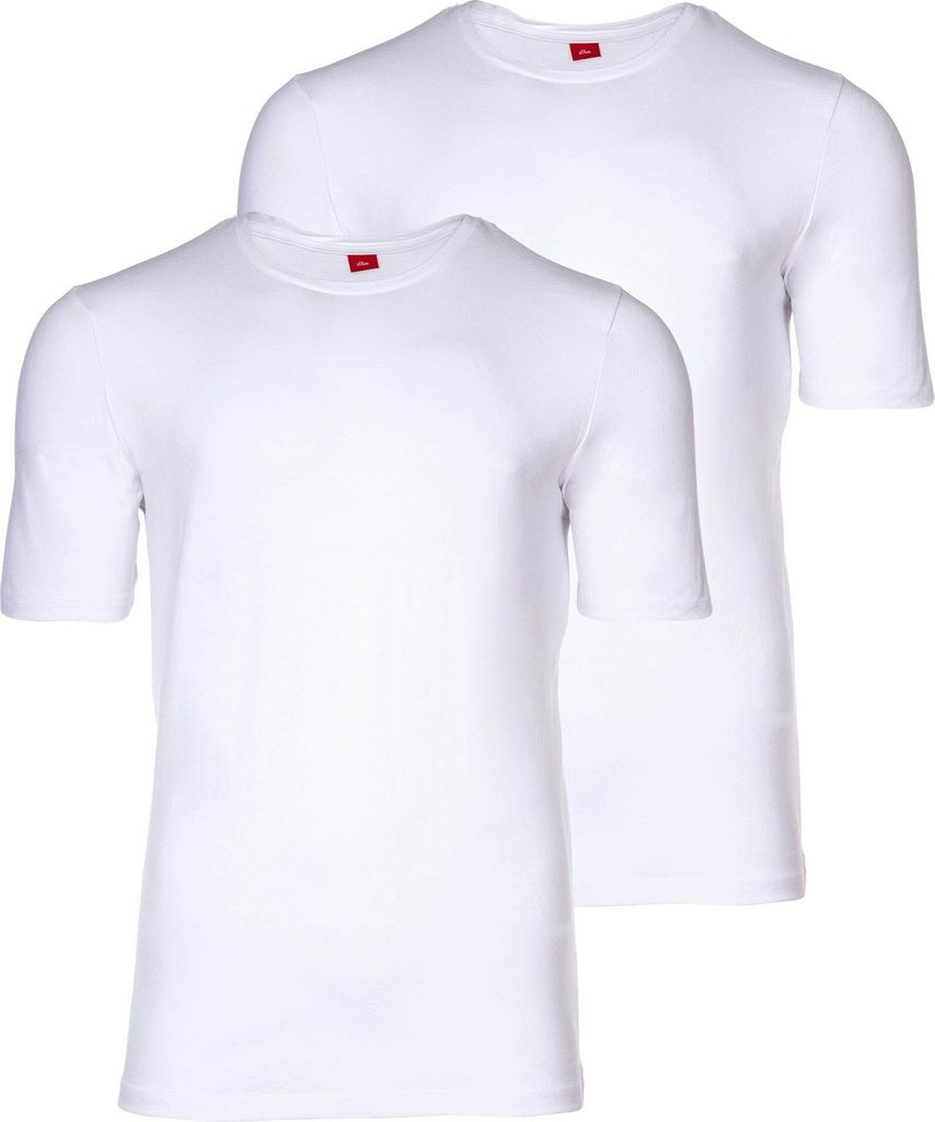 s.Oliver Herren T-Shirt, 2er Pack - Basic, Rundhals, einfarbig Weiß M