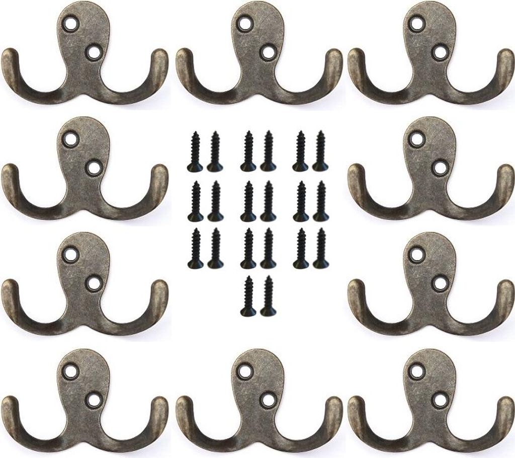 DanDiBo 10x Wandhaken Kleiderhaken 4,2 cm aus Metall Messing Haken Garderobenhaken
