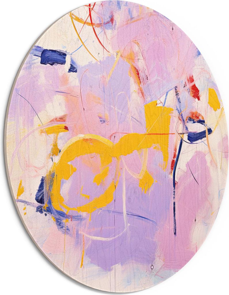 DEQORI Holzbild Ø 50 cm 'Lila Leichtigkeit' Bild auf Holz Wandbild Kunstdruck nachhaltig