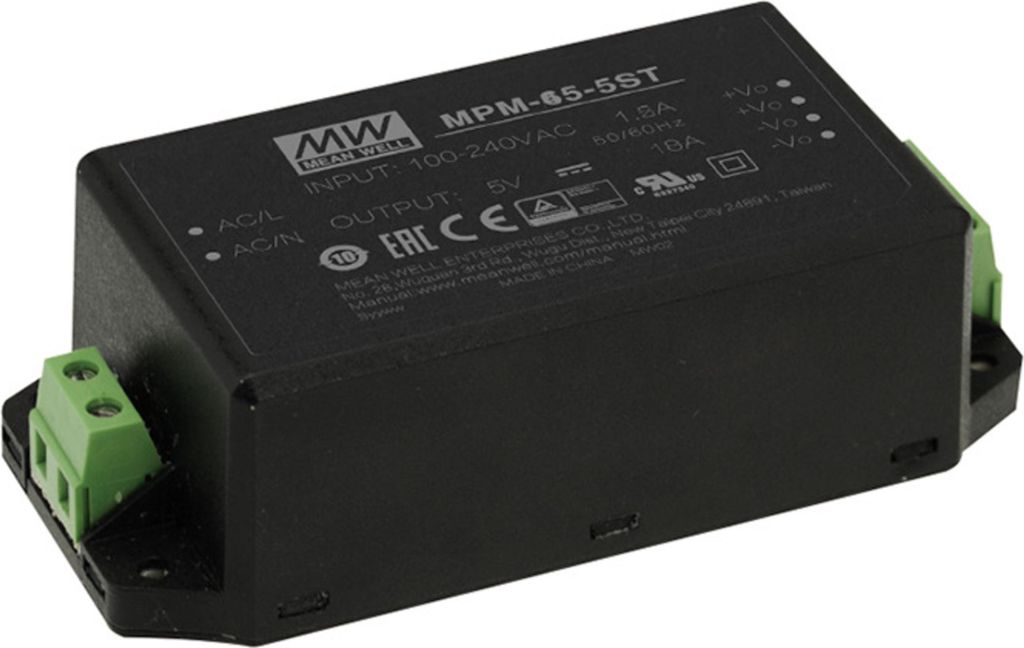 MEANWELL MPM-65-12ST, Medizinisches Netzteil, single output, offen, Modul 65W 12V 5,42A Schraubklemme