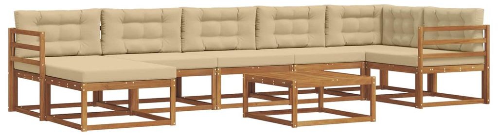 Saisonschlussverkauf -Outdoor-Sofa garnitur moderne - Balkonmöbel/Gartenlounge-Set - robust und langlebig - mit Kissen 8 pcs Natur und Beige - Gar...
