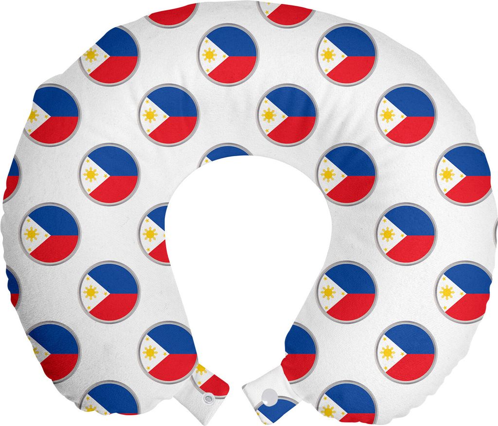 ABAKUHAUS Philippi Reisekissen Nackenkissen, Kreise mit Flagge, Schaumstoff Reiseartikel für Flugzeug und Auto, 30x30 cm, Mehrfarbig