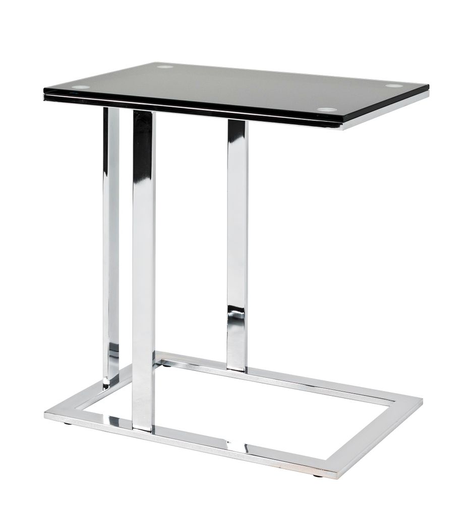 HAKU Beistelltisch chrom, schwarz - Metall, Sicherheitsglas 10 mm, B/H/T: 54x58x37 cm